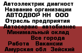 Автоэлектрик-диагност › Название организации ­ АВТОДВОР-НН, ООО › Отрасль предприятия ­ Автосервис, автобизнес › Минимальный оклад ­ 25 000 - Все города Работа » Вакансии   . Амурская обл.,Зейский р-н